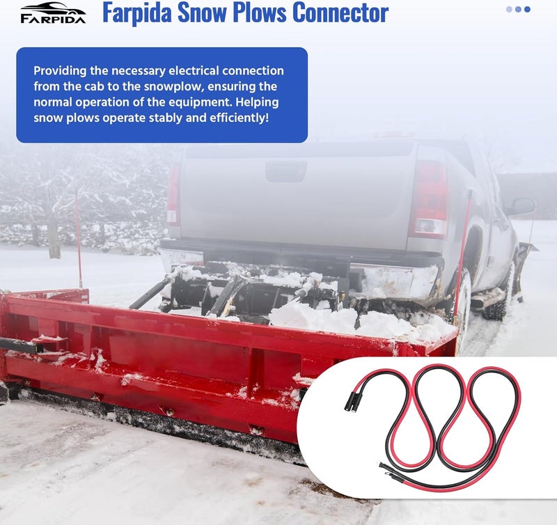 Farpida HYD01684 1304740 Truck Side Power Ground Cable 90" Fit for BOSS Plows Snow Plow Harness Repair Power/Ground Cable Truck Side Repair Harness Kit Replace BOSS HYD01684 - Image 3